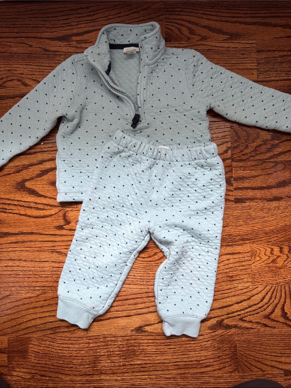 Crewcuts Light Blue Quilted Jogger Set with Navy Dot Detail